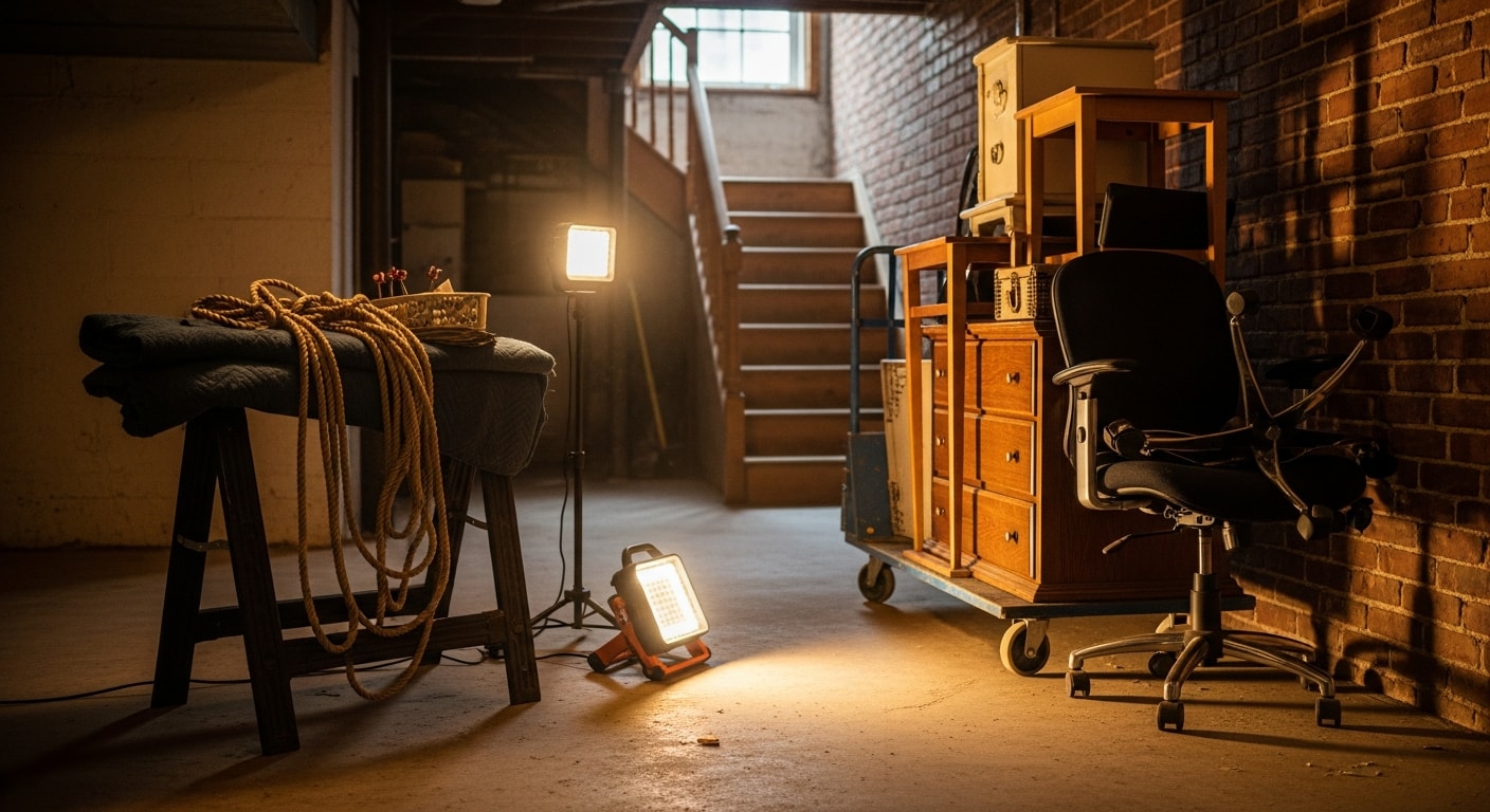 A Junkoutpros crew loading a truck with old furniture and household items outside a Washington DC rowhouse. The sidewalk is clear and the property entrance is free of debris after the removal.
